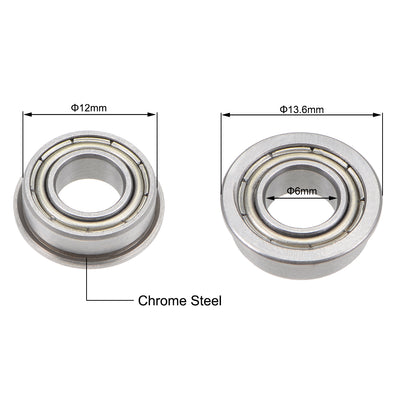 Harfington Miniature Flange Deep Groove Ball Bearings Double Shield Chrome Steel