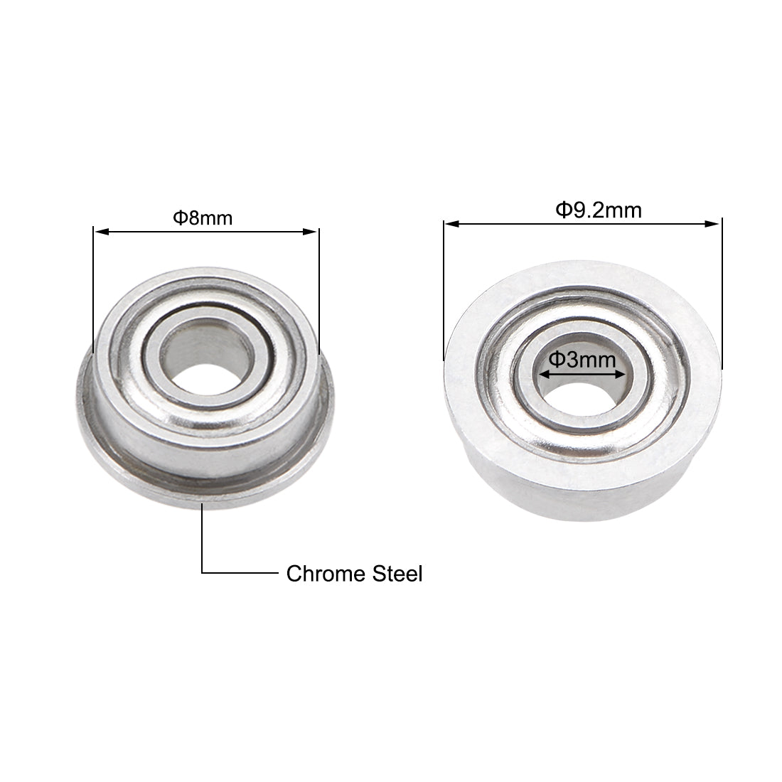 Harfington Miniature Flange Deep Groove Ball Bearings Double Shield Chrome Steel
