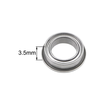 Harfington MF128ZZ Flange Ball Bearing 8x12x3.5mm Shielded Chrome Bearings 2pcs