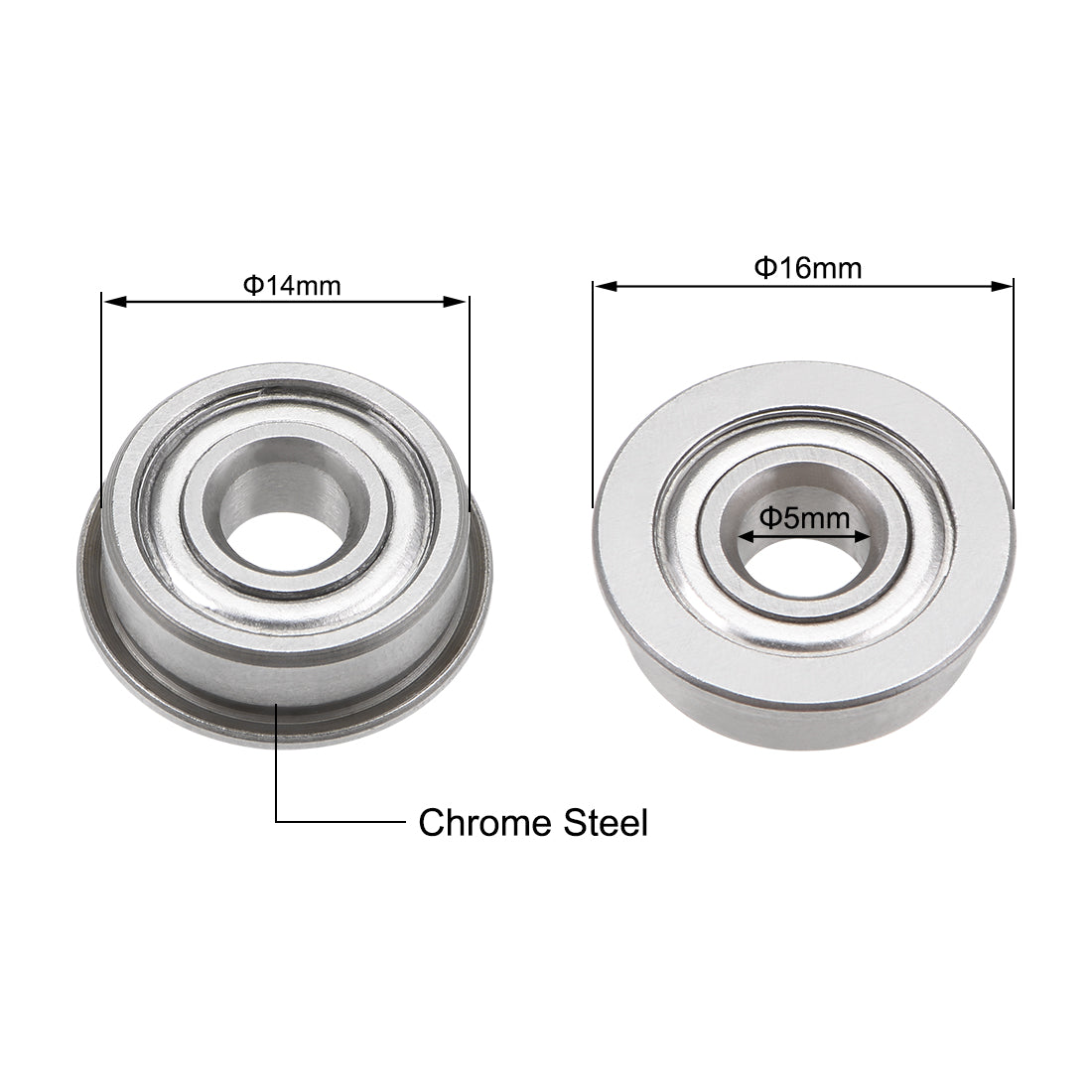 Harfington Flange Deep Groove Ball Bearings Double Shield Chrome Steel