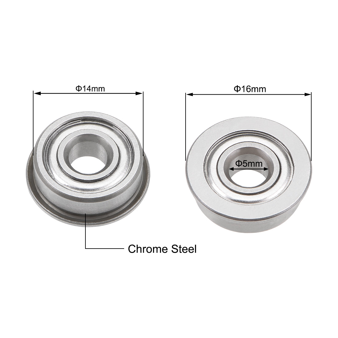 Harfington Flange Deep Groove Ball Bearings Double Shielded Chrome Steel