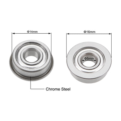 Harfington Flange Deep Groove Ball Bearings Double Shielded Chrome Steel