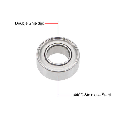 Harfington SR188ZZ Stainless Steel Ball Bearing 1/4"x1/2"x3/16" Double Shielded Bearings 2pcs