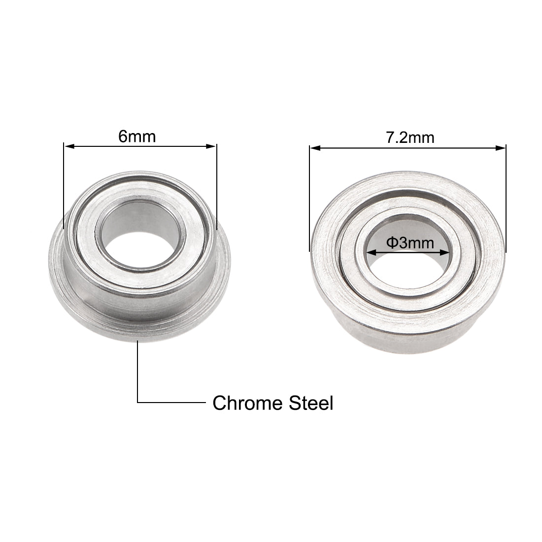 Harfington MF63ZZ Flange Ball Bearing 3x6x2.5mm Full Complement Bearings 10pcs