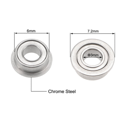 Harfington MF63ZZ Flange Ball Bearing 3x6x2.5mm Full Complement Bearings 10pcs