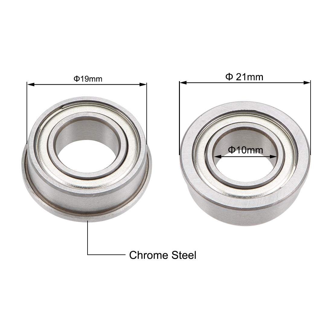 Harfington Flange Deep Groove Ball Bearings Double Shield Chrome Steel
