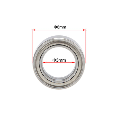 Harfington MR63ZZ Ball Bearing 3x6x2.5mm Double Shielded Mini Deep Groove Bearings 5pcs