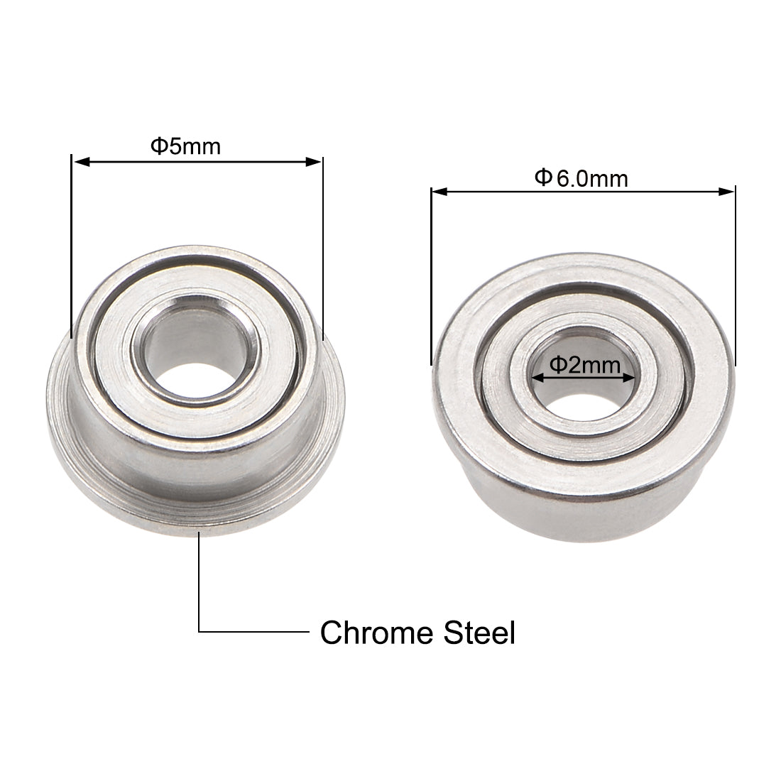 Harfington MF52ZZ Flange Ball Bearing 2x5x2.5mm Full Complement Bearings 10pcs