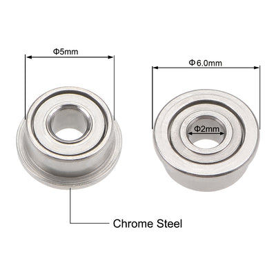 Harfington MF52ZZ Flange Ball Bearing 2x5x2.5mm Full Complement Bearings 10pcs