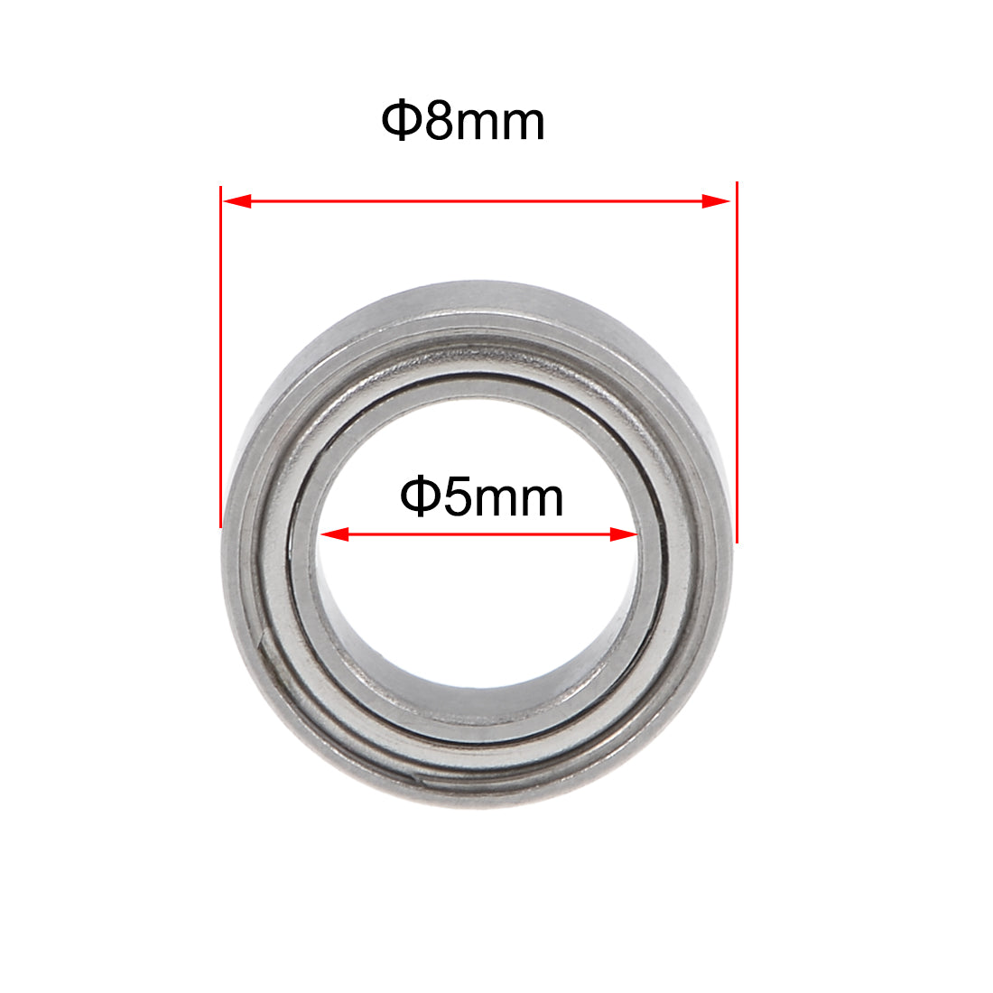 Harfington SMR85ZZ Deep Groove Ball Bearings 5x8x2.5mm Stainless Steel Double Shielded 5pcs