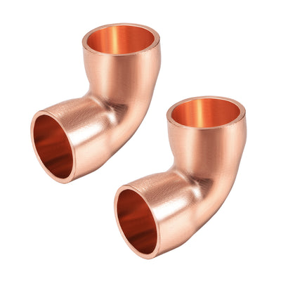 Harfington 16mm ID Solder Ring Elbow 90 Degree Copper Fitting 1.8mm Thick 2pcs