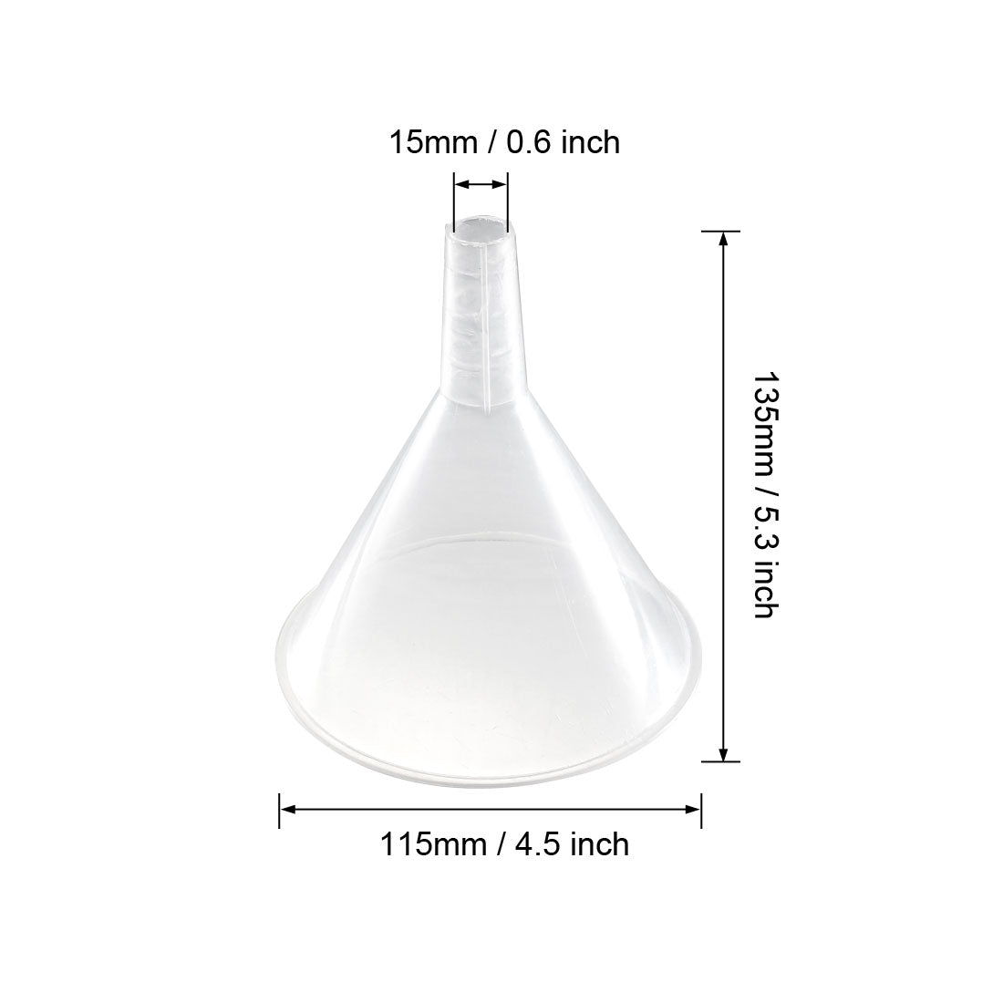 Harfington 12pcs Clear Plastic Funnels 4.5 inch Dia. Mouth Transfer Filling Tool for Bottle Filling Perfumes Essential Oils Laboratory Chemicals