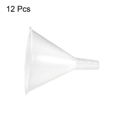 Harfington 12pcs Clear Plastic Funnels 4.5 inch Dia. Mouth Transfer Filling Tool for Bottle Filling Perfumes Essential Oils Laboratory Chemicals