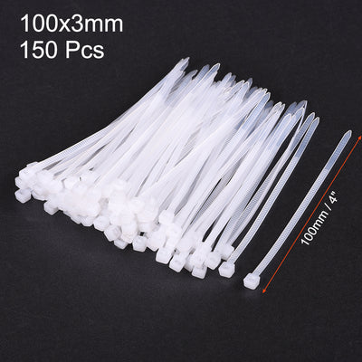 Harfington Nylon Cable Ties 4 Inch Self-Locking Zip Ties 0.12 Inch Width White 150pcs