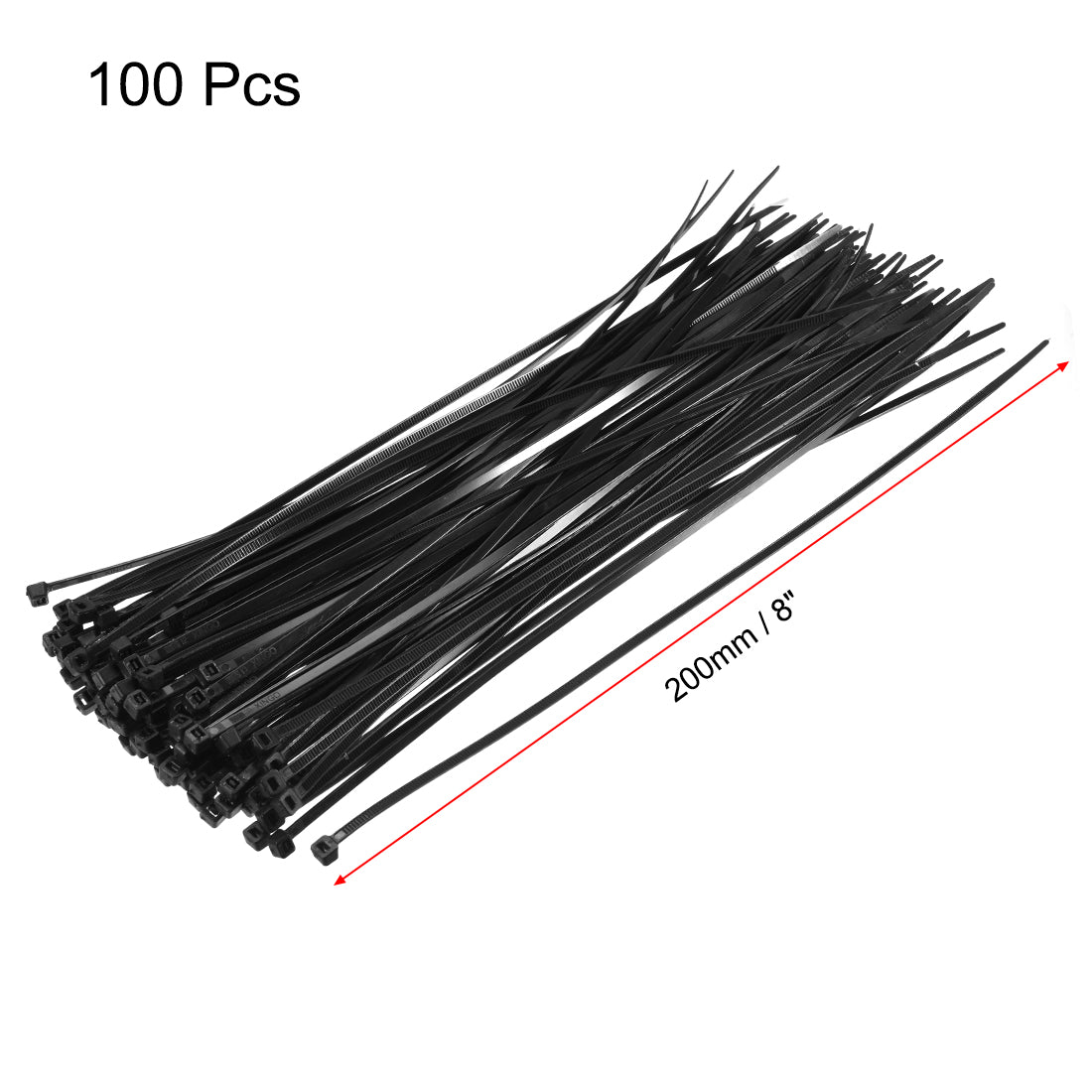 Harfington Nylon Cable Ties 8 Inch Self-Locking Zip Ties 0.13 Inch Width Black 100pcs