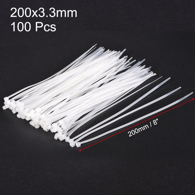 Harfington Nylon Cable Ties 8 Inch Self-Locking Zip Ties 0.13 Inch Width White 100pcs