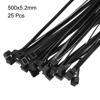 Harfington Nylon Cable Ties 20 Inch Self-Locking Zip Ties 0.2 Inch Width Black 25pcs