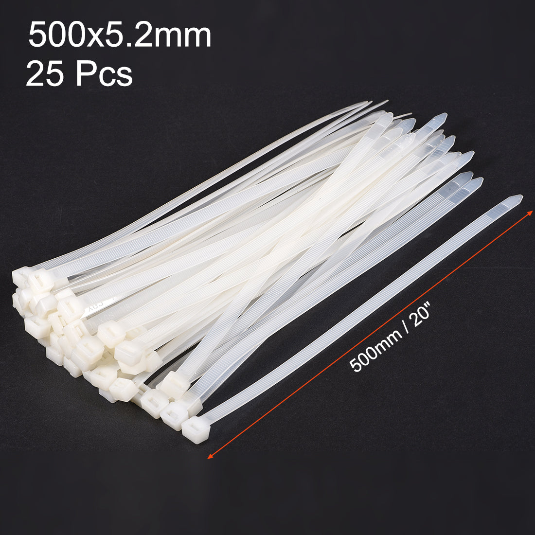 Harfington Nylon Cable Ties 20 Inch Self-Locking Zip Ties 0.2 Inch Width White 25pcs