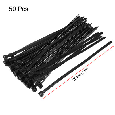 Harfington Nylon Cable Ties 10 Inch Self-Locking Zip Ties 0.3 Inch Width Black 50pcs