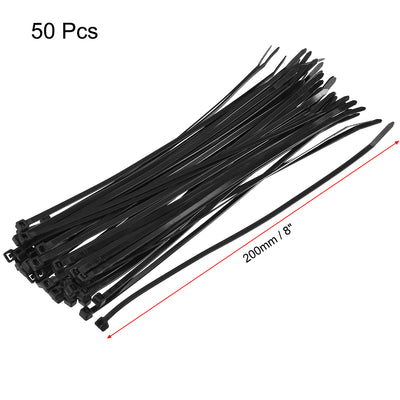 Harfington Nylon Cable Ties 8 Inch Self-Locking Zip Ties 0.19 Inch Width Black 50pcs