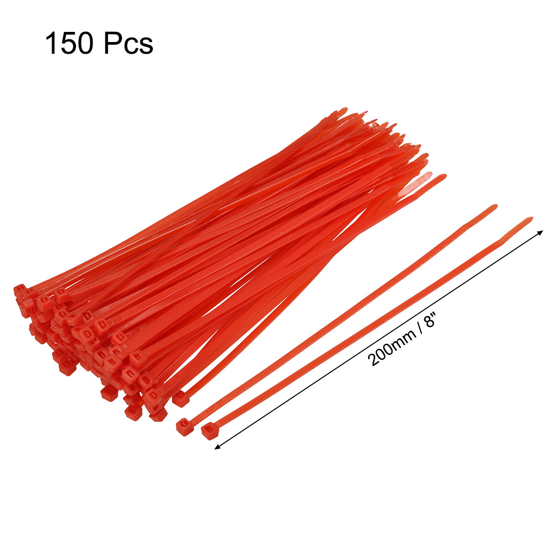 Harfington Nylon Cable Ties 8 Inch Self-Locking Zip Ties 0.14 Inch Width Red 150pcs