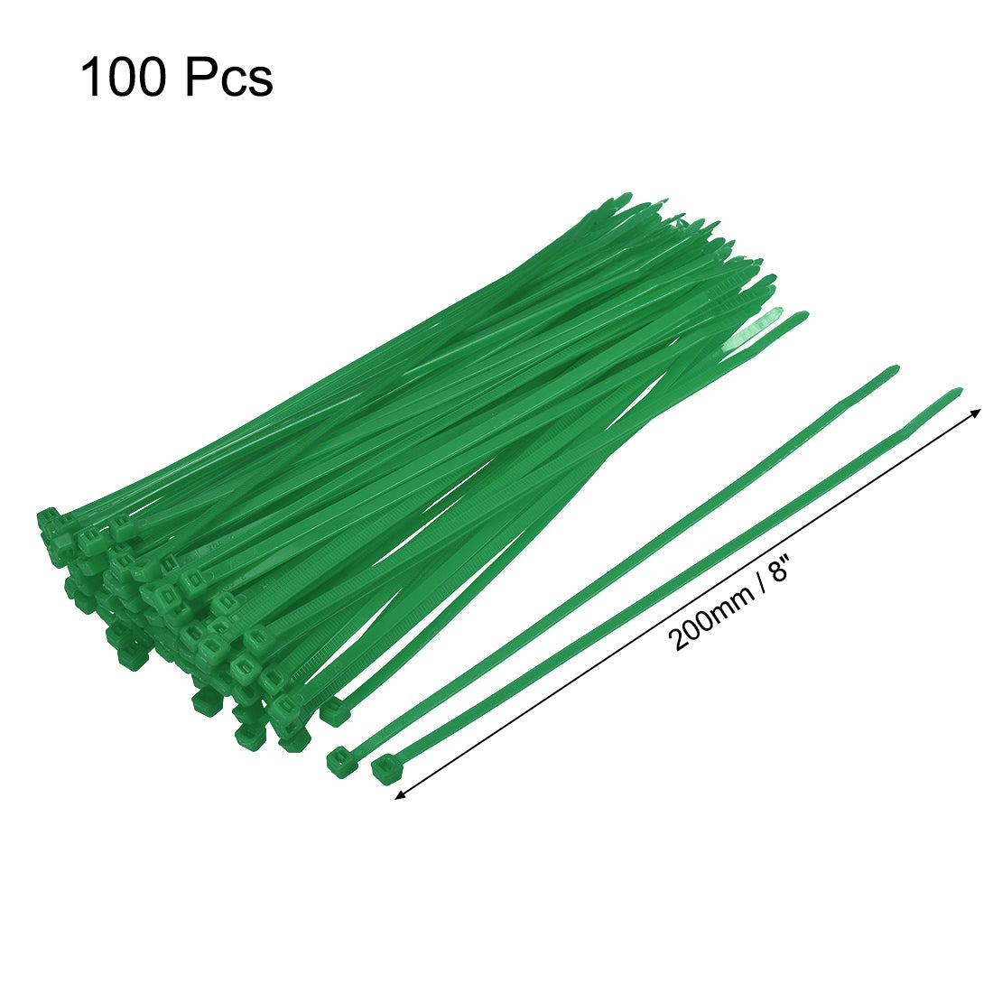 Harfington Nylon Cable Ties 8 Inch Self-Locking Zip Ties 0.14 Inch Width Green 100pcs