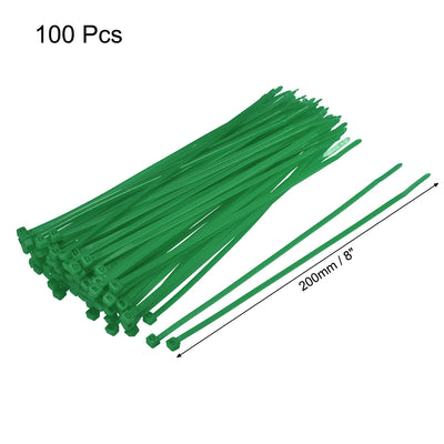 Harfington Nylon Cable Ties 8 Inch Self-Locking Zip Ties 0.14 Inch Width Green 100pcs