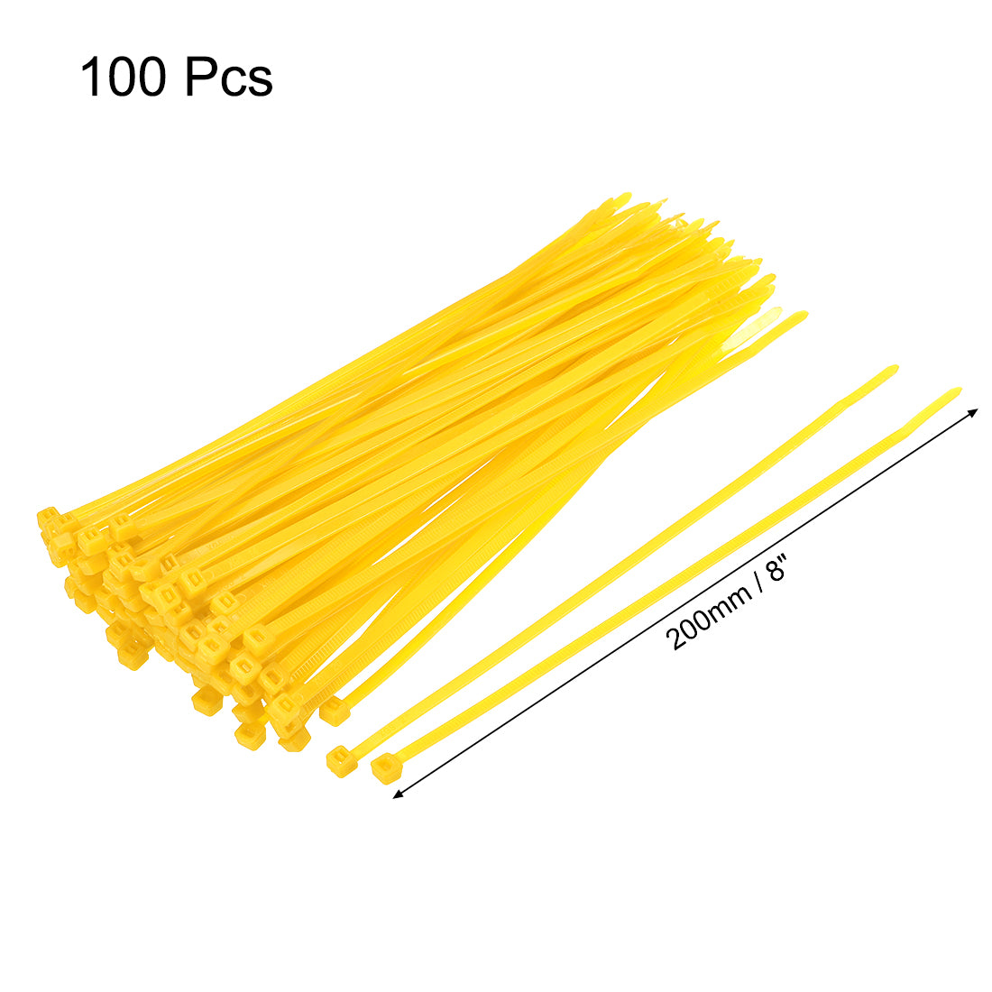 Harfington Nylon Cable Ties 8 Inch Self-Locking Zip Ties 0.14 Inch Width Yellow 100pcs