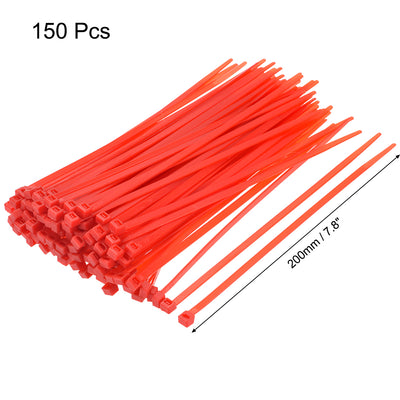 Harfington Nylon Cable Ties 8 Inch Self-Locking Zip Ties 0.19 Inch Width Red 150pcs