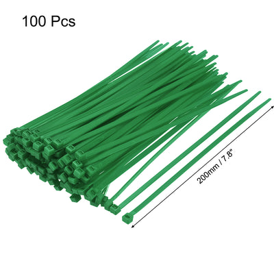 Harfington Nylon Cable Ties 8 Inch Self-Locking Zip Ties 0.19 Inch Width Green 100pcs