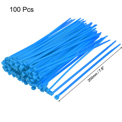 Harfington Nylon Cable Ties 8 Inch Self-Locking Zip Ties 0.19 Inch Width Blue 100pcs