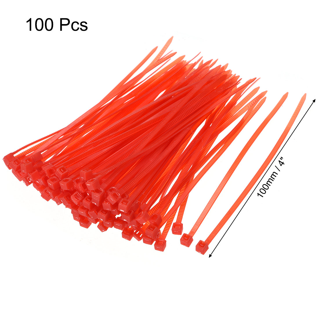 Harfington Nylon Cable Ties 4 Inch Self-Locking Zip Ties 0.09 Inch Width Red 100pcs