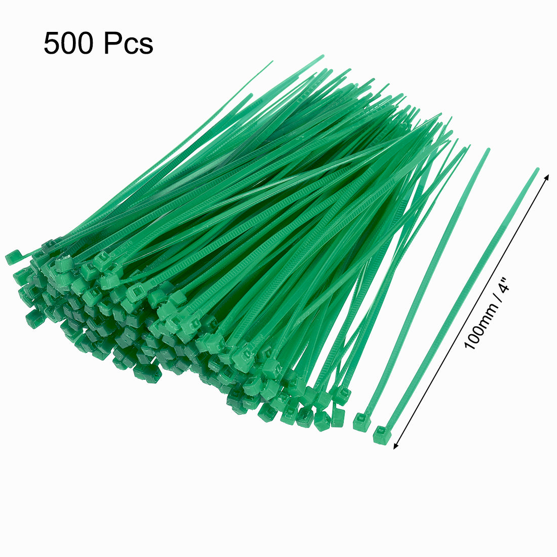 Harfington Nylon Cable Ties 4 Inch Self-Locking Zip Ties 0.07 Inch Width Green 500pcs