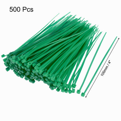 Harfington Nylon Cable Ties 4 Inch Self-Locking Zip Ties 0.07 Inch Width Green 500pcs