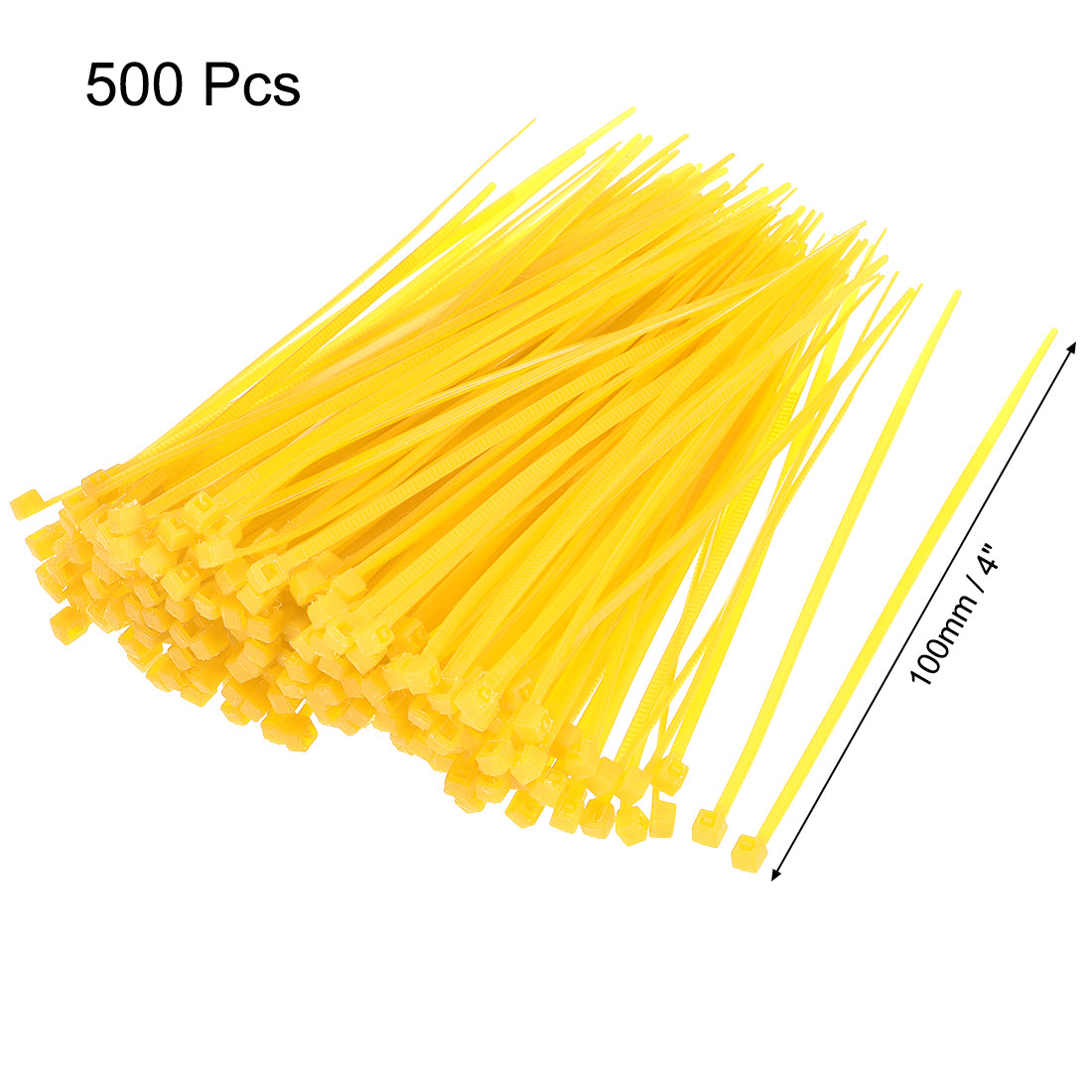Harfington Nylon Cable Ties 4 Inch Self-Locking Zip Ties 0.07 Inch Width Yellow 500pcs