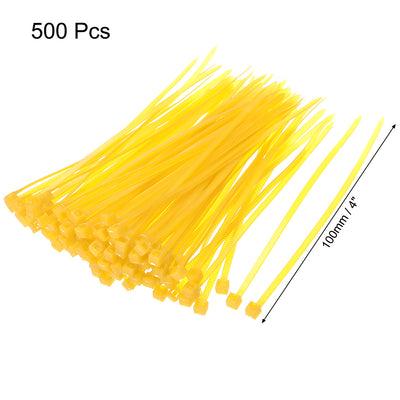 Harfington Nylon Cable Ties 4 Inch Self-Locking Zip Ties 0.09 Inch Width Yellow 500pcs