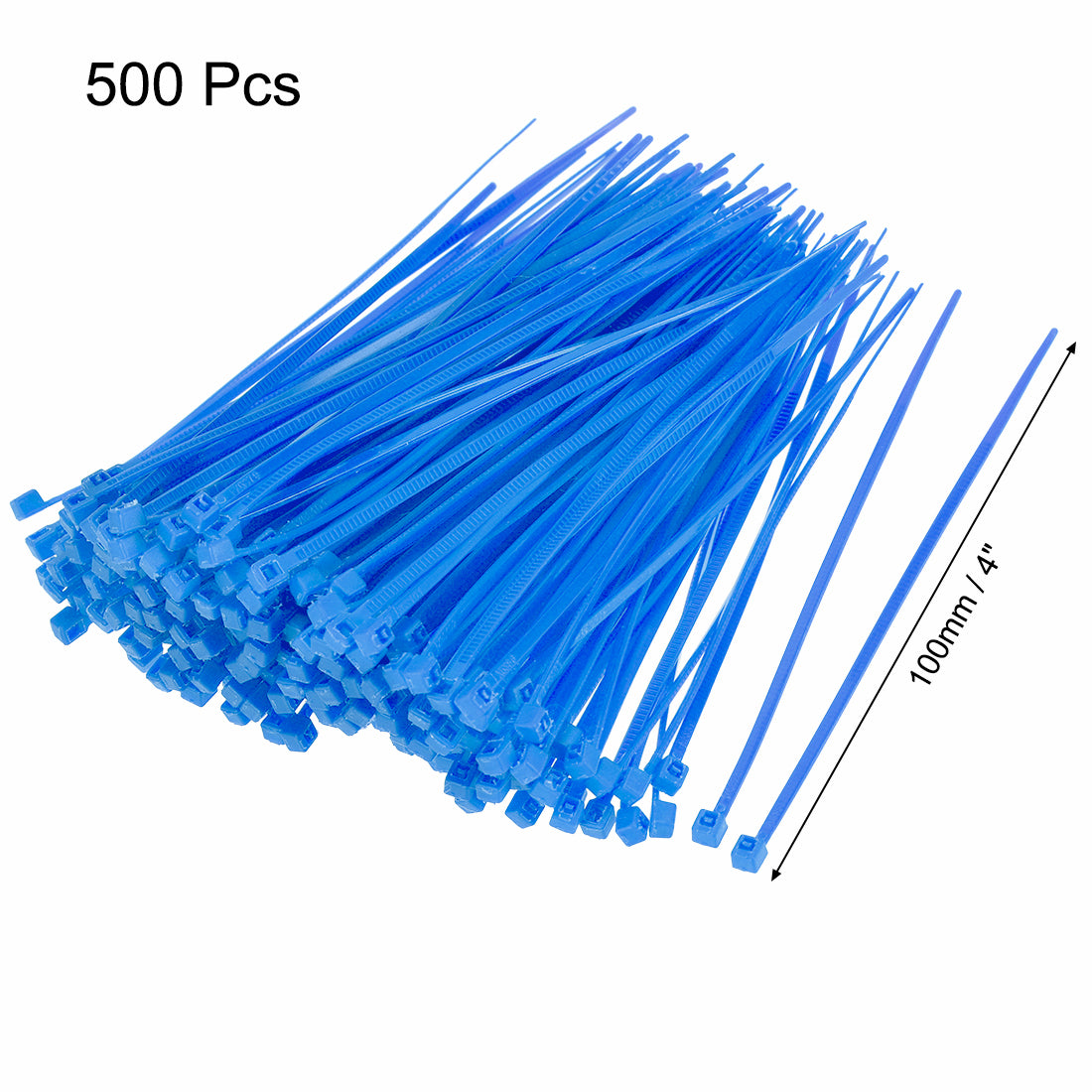 Harfington Nylon Cable Ties 4 Inch Self-Locking Zip Ties 0.07 Inch Width Blue 500pcs