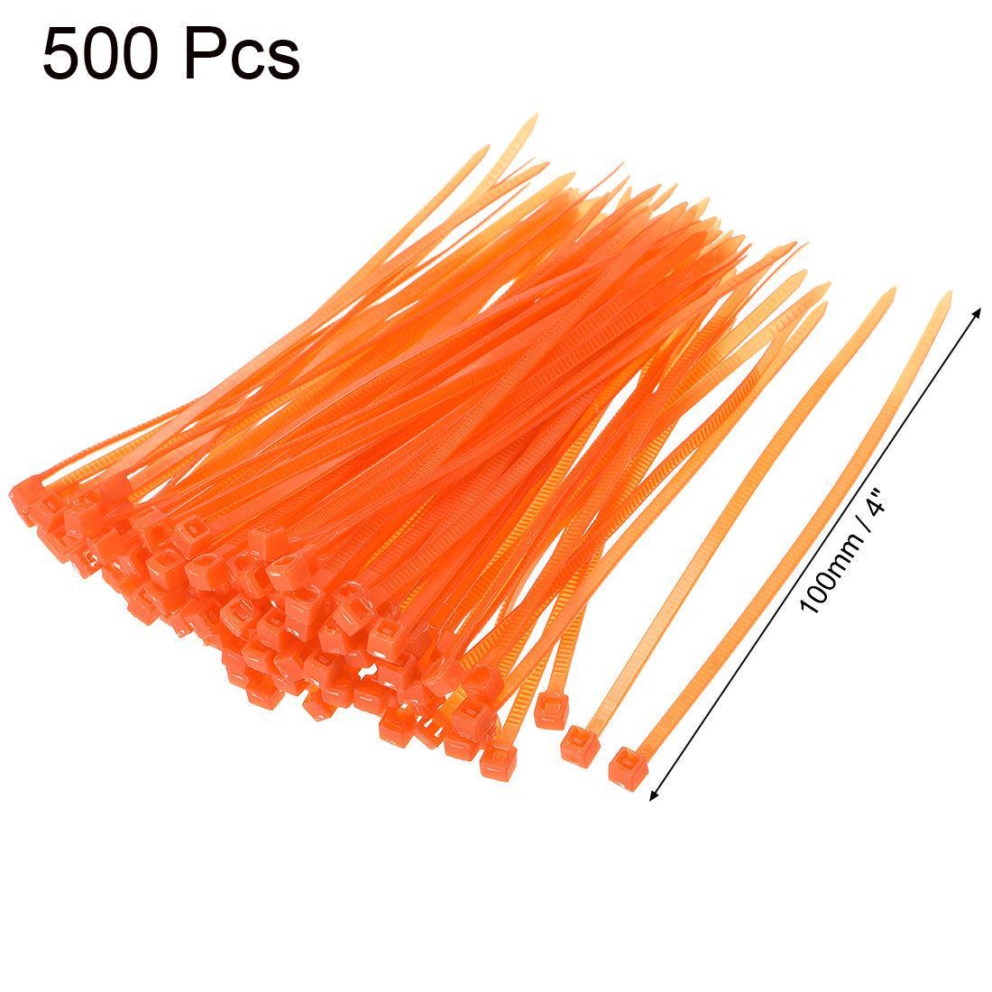 Harfington Nylon Cable Ties 4 Inch Self-Locking Zip Ties 0.09 Inch Width Orange 500pcs