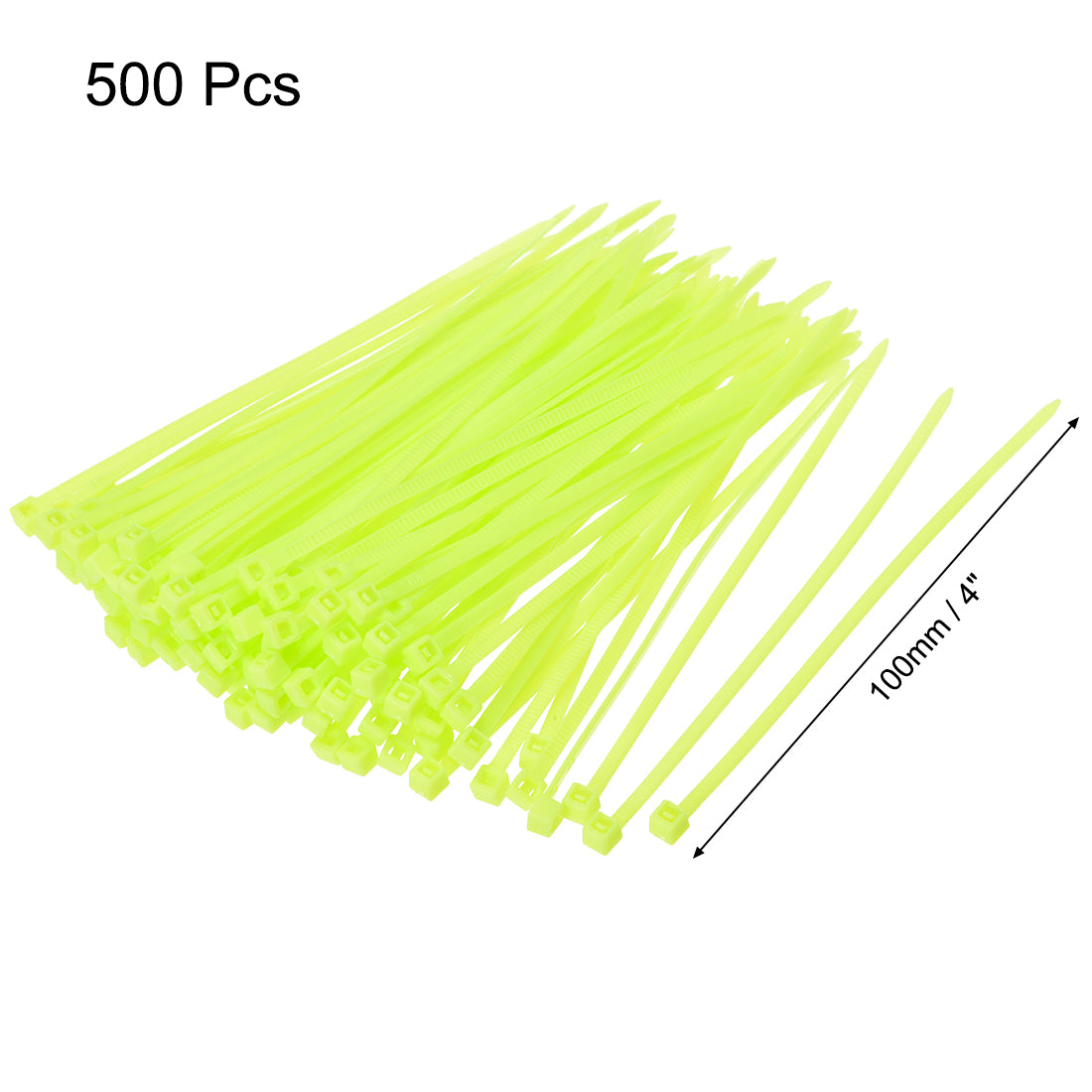 Harfington Nylon Cable Ties 4 Inch Self-Locking Zip Ties 0.09-Inch Width Fluorescent Green 500pcs