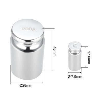 Harfington Gram Calibration Weight Set 5g 200g M1 Precision Chrome Plated Steel for Digital Balance Scales