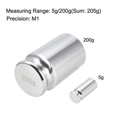 Harfington Gram Calibration Weight Set 5g 200g M1 Precision Chrome Plated Steel for Digital Balance Scales