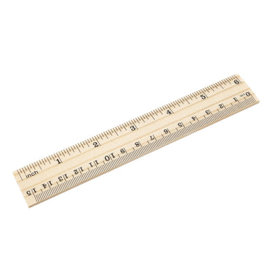 Harfington Wood Ruler 15cm 6 Inch 2 Scale Office Rulers Wooden Straight Rulers Measuring Ruler 10pcs