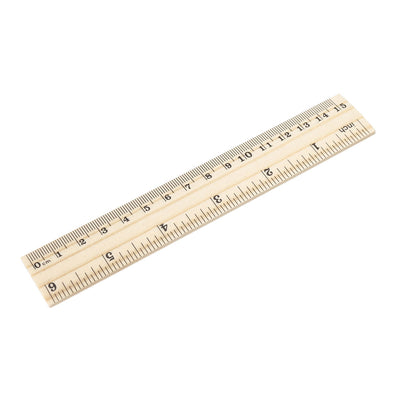 Harfington Wood Ruler 15cm 6 Inch 2 Scale Office Rulers Wooden Measuring Ruler 8pcs