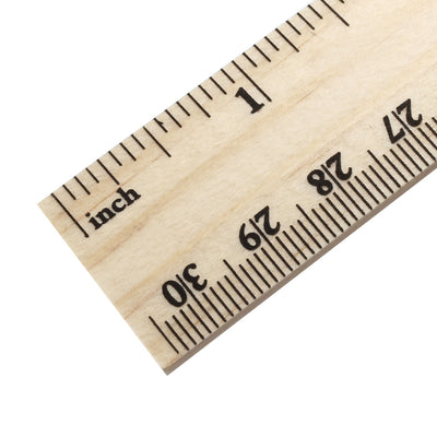 Harfington Wood Ruler 30cm 12 Inch 2 Scale Office Rulers Wooden Measuring Ruler 30pcs