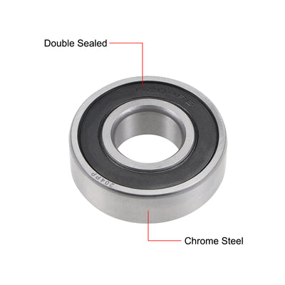 Harfington Uxcell Deep Groove Ball Bearings  Metric Double Sealed Chrome Steel ABEC1 Z1