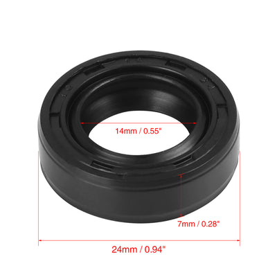 Harfington 14mm x 24mm x 7mm Rubber Double Lip TC Oil Shaft Seal