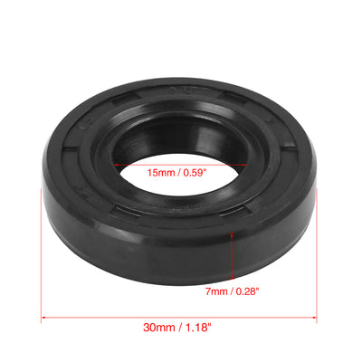 Harfington 15mm x 30mm x 7mm Rubber Double Lip TC Oil Shaft Seal