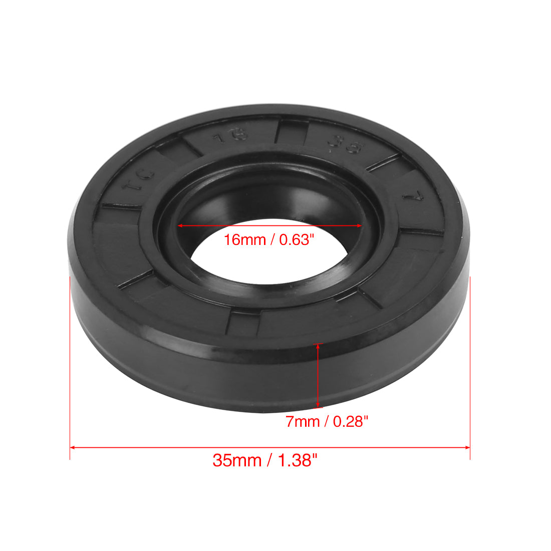 Harfington 16mm x 35mm x 7mm Rubber Double Lip TC Oil Shaft Seal