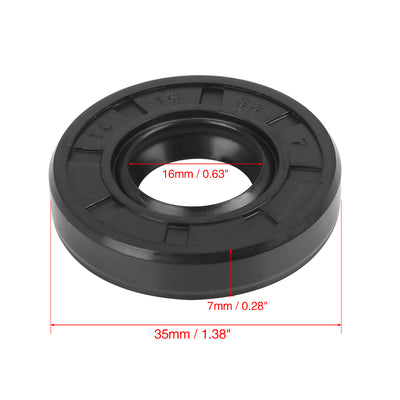 Harfington 16mm x 35mm x 7mm Rubber Double Lip TC Oil Shaft Seal