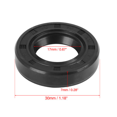 Harfington 17mm x 30mm x 7mm Rubber Double Lip TC Oil Shaft Seal